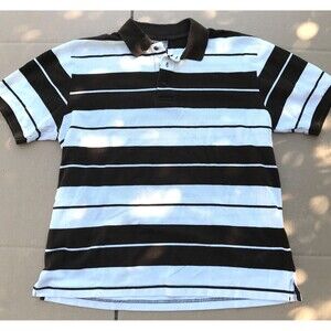 Vintage Joker Brand Polo Shirt Striped Brown White Sz L